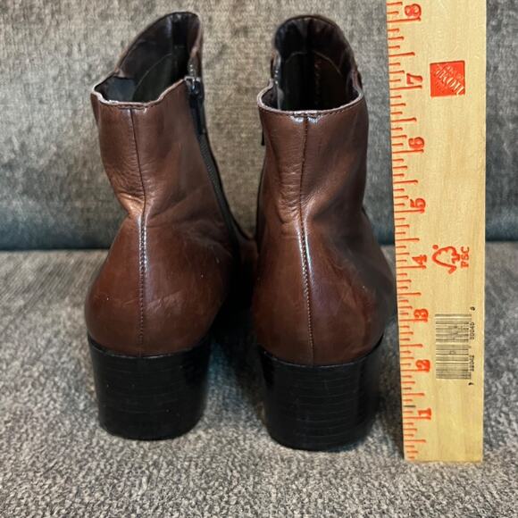 Enzo Angiolini Leather Ankle Boots Mens 10 Brown Side Zip Boho Western Chic - Picture 4 of 9